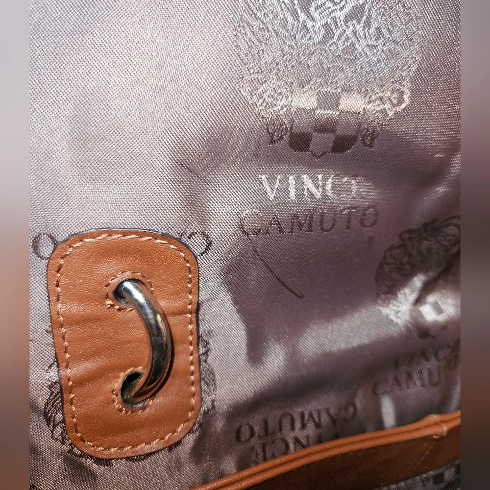 Vince Camuto Max Brown Snakeskin Embossed Leather Briefcase Style Satchel Bag